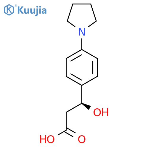 (3S)-3-hydroxy-3-4-(pyrrolidin-1-yl)phenylpropanoic acid structure