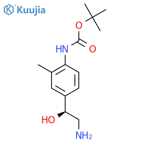 tert-butyl N-{4-(1S)-2-amino-1-hydroxyethyl-2-methylphenyl}carbamate structure