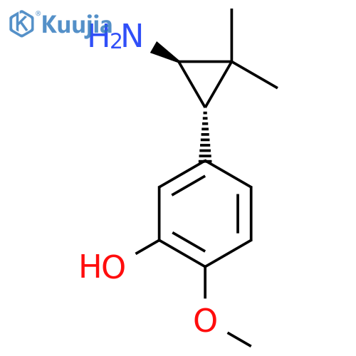 rac-5-(1R,3S)-3-amino-2,2-dimethylcyclopropyl-2-methoxyphenol structure
