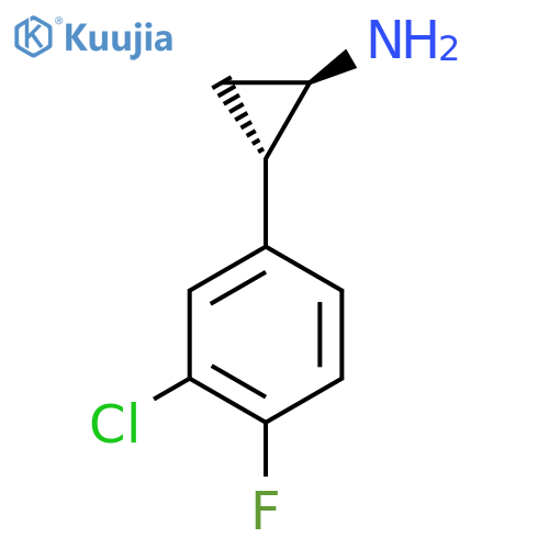 rac-(1R,2S)-2-(3-chloro-4-fluorophenyl)cyclopropan-1-amine structure