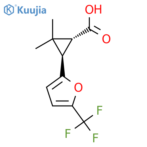 rac-(1R,3R)-2,2-dimethyl-3-5-(trifluoromethyl)furan-2-ylcyclopropane-1-carboxylic acid structure