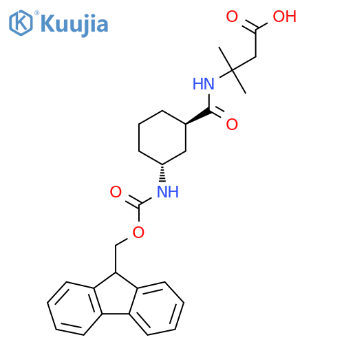 rac-3-{(1R,3R)-3-({(9H-fluoren-9-yl)methoxycarbonyl}amino)cyclohexylformamido}-3-methylbutanoic acid structure