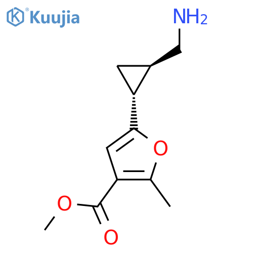 rac-methyl 5-(1R,2R)-2-(aminomethyl)cyclopropyl-2-methylfuran-3-carboxylate structure