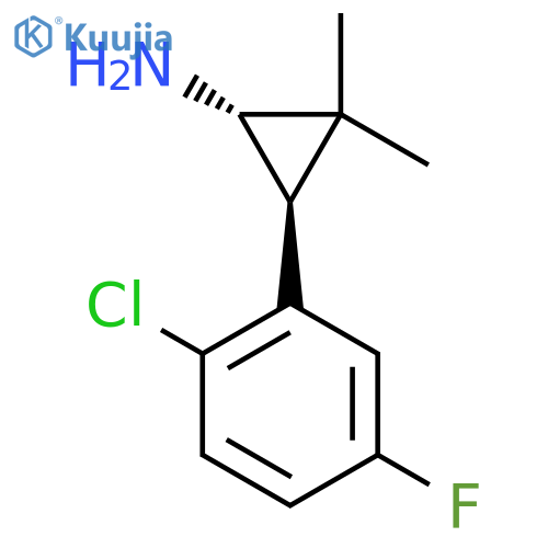 rac-(1R,3R)-3-(2-chloro-5-fluorophenyl)-2,2-dimethylcyclopropan-1-amine structure