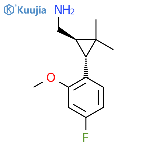 rac-(1R,3R)-3-(4-fluoro-2-methoxyphenyl)-2,2-dimethylcyclopropylmethanamine structure