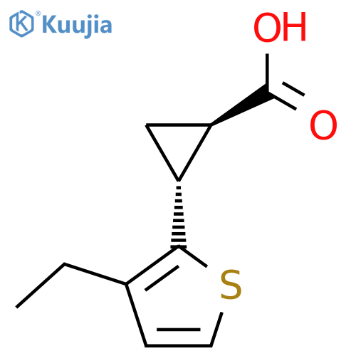 rac-(1R,2R)-2-(3-ethylthiophen-2-yl)cyclopropane-1-carboxylic acid structure