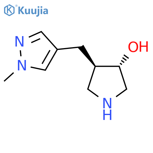 rac-(3R,4S)-4-(1-methyl-1H-pyrazol-4-yl)methylpyrrolidin-3-ol structure