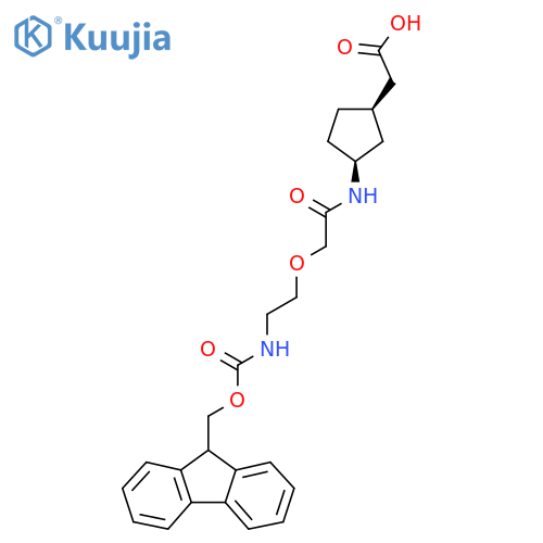rac-2-(1R,3S)-3-{2-2-({(9H-fluoren-9-yl)methoxycarbonyl}amino)ethoxyacetamido}cyclopentylacetic acid structure