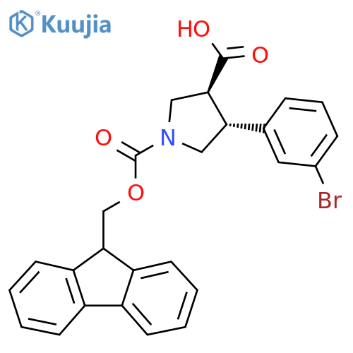 rac-(3R,4S)-4-(3-bromophenyl)-1-{[(9H-fluoren-9-yl)methoxy]carbonyl}pyrrolidine-3-carboxylic acid structure