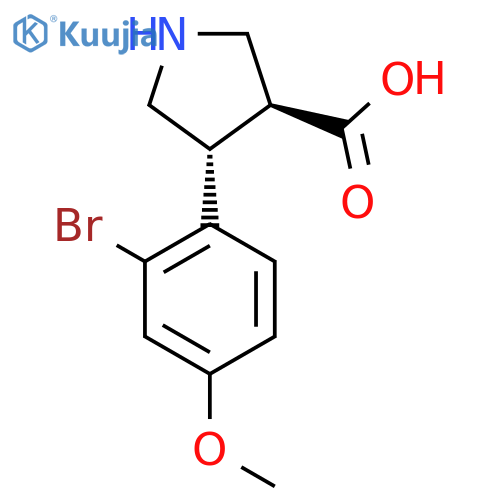 rac-(3R,4S)-4-(2-bromo-4-methoxyphenyl)pyrrolidine-3-carboxylic acid structure