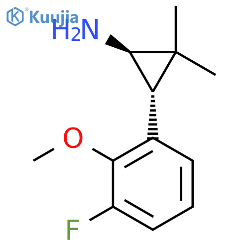rac-(1R,3R)-3-(3-fluoro-2-methoxyphenyl)-2,2-dimethylcyclopropan-1-amine structure