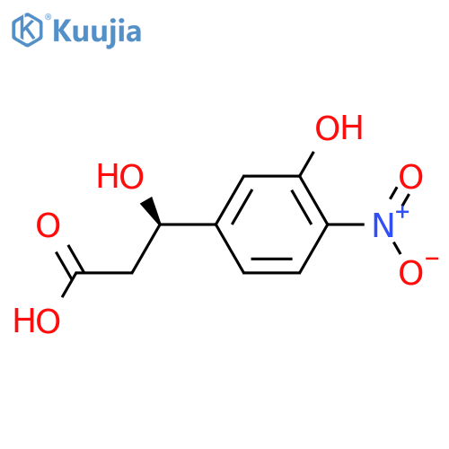(3R)-3-hydroxy-3-(3-hydroxy-4-nitrophenyl)propanoic acid structure