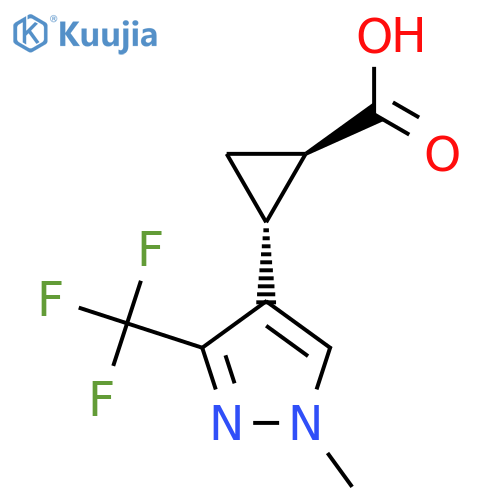 rac-(1R,2R)-2-1-methyl-3-(trifluoromethyl)-1H-pyrazol-4-ylcyclopropane-1-carboxylic acid structure