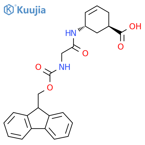 rac-(1R,5S)-5-2-({(9H-fluoren-9-yl)methoxycarbonyl}amino)acetamidocyclohex-3-ene-1-carboxylic acid structure