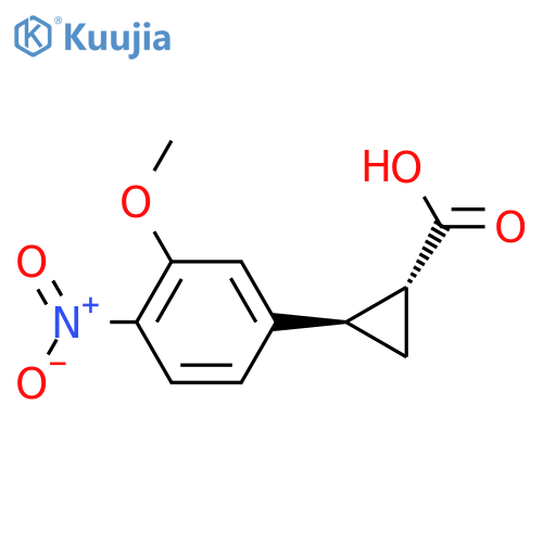 rac-(1R,2R)-2-(3-methoxy-4-nitrophenyl)cyclopropane-1-carboxylic acid structure