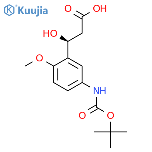 (3S)-3-(5-{(tert-butoxy)carbonylamino}-2-methoxyphenyl)-3-hydroxypropanoic acid structure