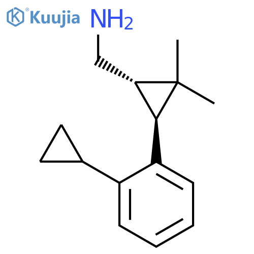 rac-(1R,3R)-3-(2-cyclopropylphenyl)-2,2-dimethylcyclopropylmethanamine structure