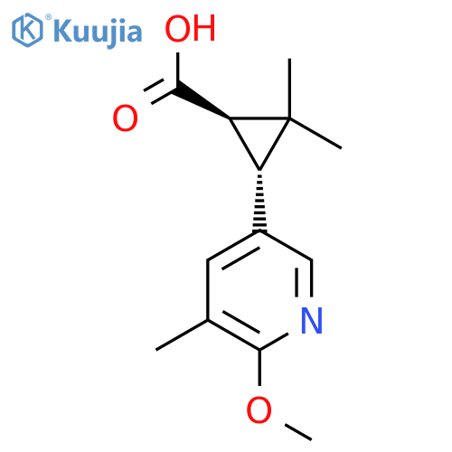 rac-(1R,3R)-3-(6-methoxy-5-methylpyridin-3-yl)-2,2-dimethylcyclopropane-1-carboxylic acid structure