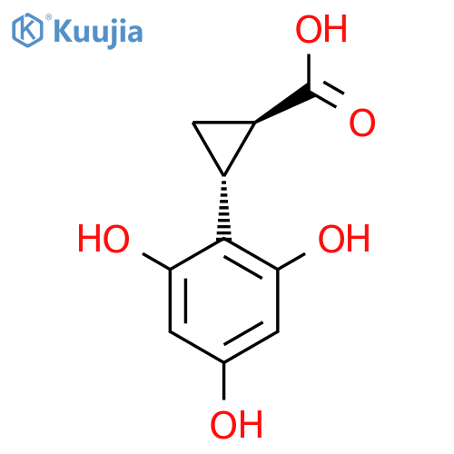 rac-(1R,2R)-2-(2,4,6-trihydroxyphenyl)cyclopropane-1-carboxylic acid structure