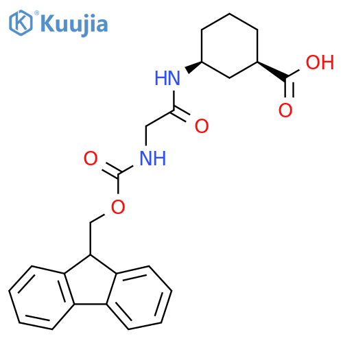 rac-(1R,3S)-3-2-({(9H-fluoren-9-yl)methoxycarbonyl}amino)acetamidocyclohexane-1-carboxylic acid structure