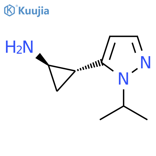 rac-(1R,2R)-2-1-(propan-2-yl)-1H-pyrazol-5-ylcyclopropan-1-amine structure
