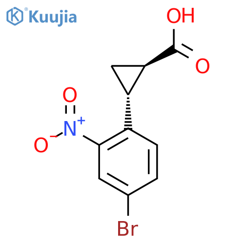 rac-(1R,2R)-2-(4-bromo-2-nitrophenyl)cyclopropane-1-carboxylic acid structure