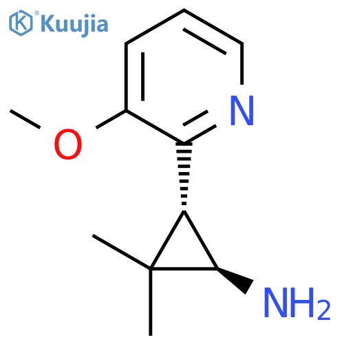 rac-(1R,3S)-3-(3-methoxypyridin-2-yl)-2,2-dimethylcyclopropan-1-amine structure
