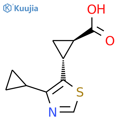 rac-(1R,2R)-2-(4-cyclopropyl-1,3-thiazol-5-yl)cyclopropane-1-carboxylic acid structure