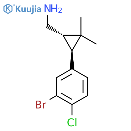 rac-(1R,3R)-3-(3-bromo-4-chlorophenyl)-2,2-dimethylcyclopropylmethanamine structure