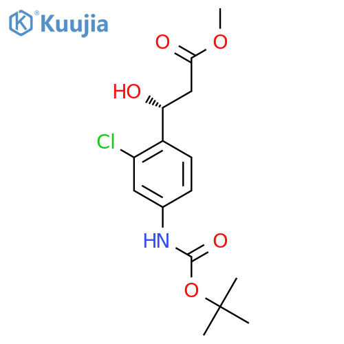 methyl (3R)-3-(4-{(tert-butoxy)carbonylamino}-2-chlorophenyl)-3-hydroxypropanoate structure