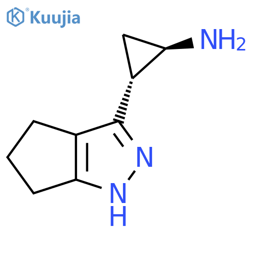 rac-(1R,2R)-2-{1H,4H,5H,6H-cyclopentacpyrazol-3-yl}cyclopropan-1-amine structure