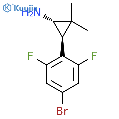 rac-(1R,3R)-3-(4-bromo-2,6-difluorophenyl)-2,2-dimethylcyclopropan-1-amine structure