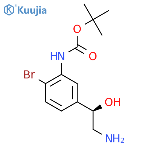 tert-butyl N-{5-(1R)-2-amino-1-hydroxyethyl-2-bromophenyl}carbamate structure