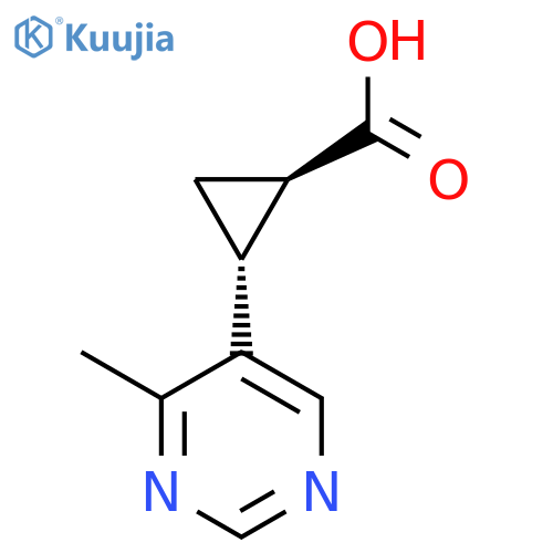 rac-(1R,2R)-2-(4-methylpyrimidin-5-yl)cyclopropane-1-carboxylic acid structure