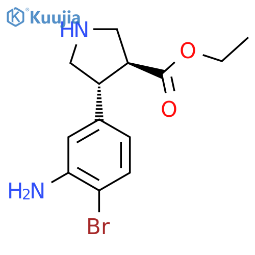 rac-ethyl (3R,4S)-4-(3-amino-4-bromophenyl)pyrrolidine-3-carboxylate structure