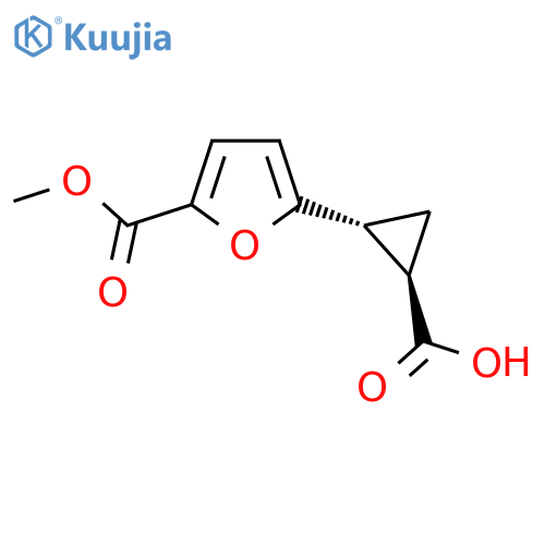 rac-(1R,2R)-2-5-(methoxycarbonyl)furan-2-ylcyclopropane-1-carboxylic acid structure