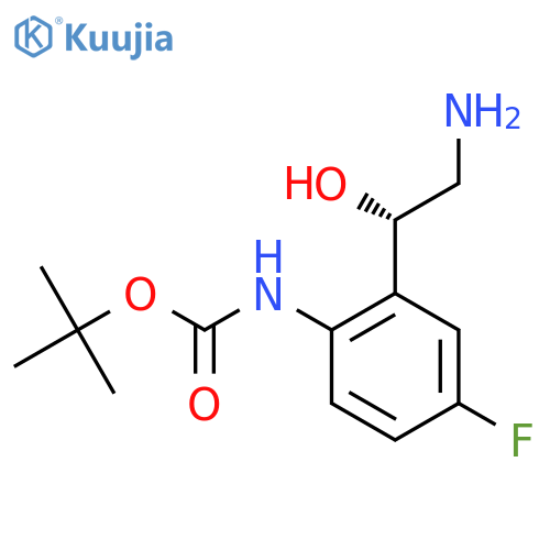 tert-butyl N-{2-(1S)-2-amino-1-hydroxyethyl-4-fluorophenyl}carbamate structure