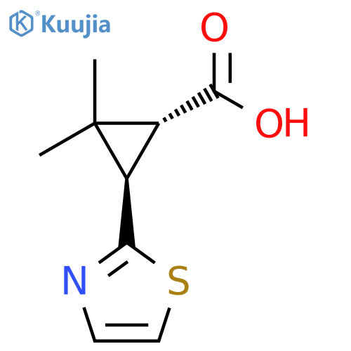 rac-(1R,3R)-2,2-dimethyl-3-(1,3-thiazol-2-yl)cyclopropane-1-carboxylic acid structure