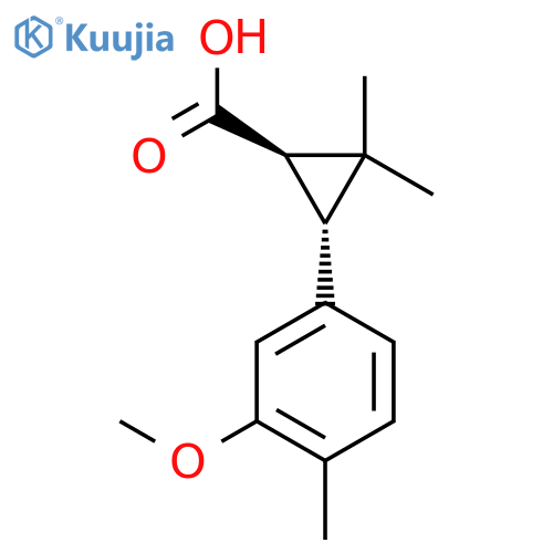 rac-(1R,3R)-3-(3-methoxy-4-methylphenyl)-2,2-dimethylcyclopropane-1-carboxylic acid structure
