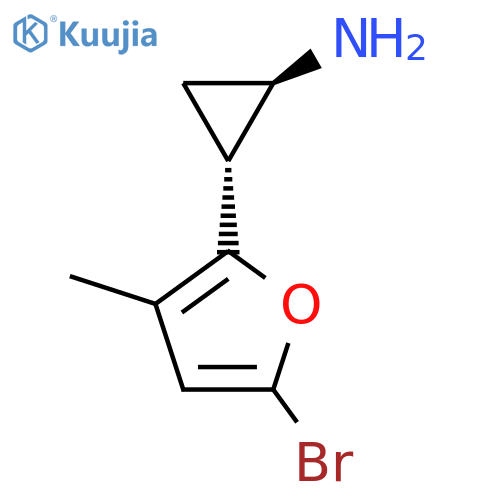 rac-(1R,2R)-2-(5-bromo-3-methylfuran-2-yl)cyclopropan-1-amine structure