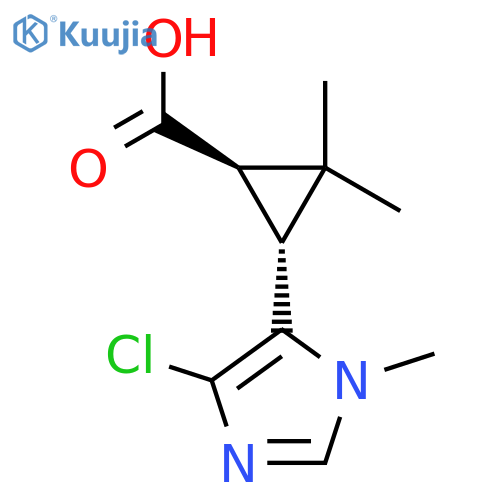 rac-(1R,3R)-3-(4-chloro-1-methyl-1H-imidazol-5-yl)-2,2-dimethylcyclopropane-1-carboxylic acid structure