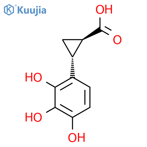 rac-(1R,2R)-2-(2,3,4-trihydroxyphenyl)cyclopropane-1-carboxylic acid structure