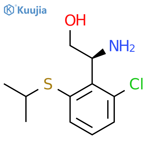 (2S)-2-amino-2-2-chloro-6-(propan-2-ylsulfanyl)phenylethan-1-ol structure