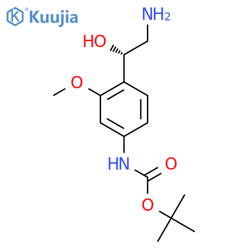 tert-butyl N-{4-(1S)-2-amino-1-hydroxyethyl-3-methoxyphenyl}carbamate structure