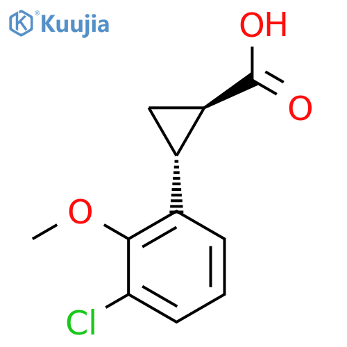 rac-(1R,2R)-2-(3-chloro-2-methoxyphenyl)cyclopropane-1-carboxylic acid structure