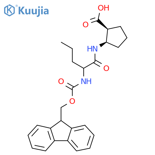 rac-(1R,2S)-2-2-({(9H-fluoren-9-yl)methoxycarbonyl}amino)pentanamidocyclopentane-1-carboxylic acid structure