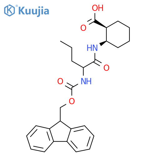 rac-(1R,2S)-2-2-({(9H-fluoren-9-yl)methoxycarbonyl}amino)pentanamidocyclohexane-1-carboxylic acid structure