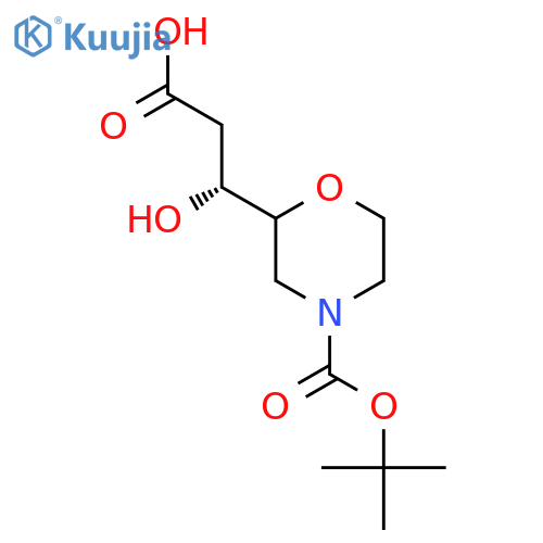(3R)-3-{4-(tert-butoxy)carbonylmorpholin-2-yl}-3-hydroxypropanoic acid structure