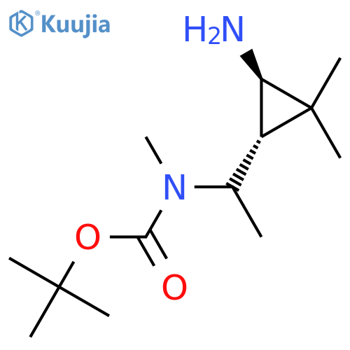rac-tert-butyl N-{1-(1R,3S)-3-amino-2,2-dimethylcyclopropylethyl}-N-methylcarbamate structure