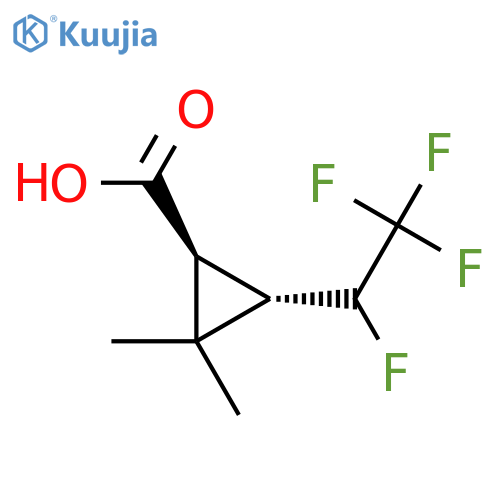 rac-(1R,3R)-2,2-dimethyl-3-(1,2,2,2-tetrafluoroethyl)cyclopropane-1-carboxylic acid structure